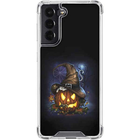 Halloween Cat and Jack O Lantern Pumpkin by Sarah Richter Galaxy S22 Clear Case