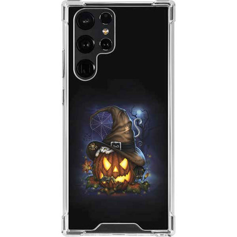 Halloween Cat and Jack O Lantern Pumpkin by Sarah Richter Galaxy S22 Ultra Clear Case
