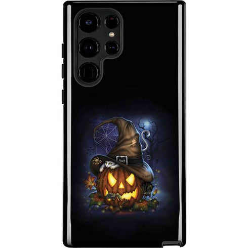 Halloween Cat and Jack O Lantern Pumpkin by Sarah Richter Galaxy S22 Ultra Pro Case