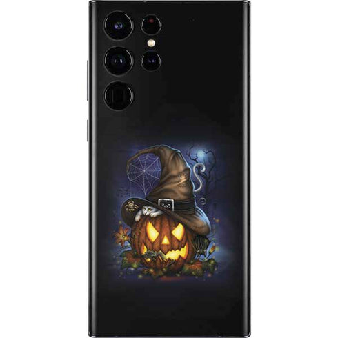 Halloween Cat and Jack O Lantern Pumpkin by Sarah Richter Galaxy S22 Ultra Skin