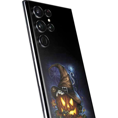 Halloween Cat and Jack O Lantern Pumpkin by Sarah Richter Galaxy S22 Ultra Skin