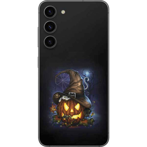 Halloween Cat and Jack O Lantern Pumpkin by Sarah Richter Galaxy S23 Plus Skin