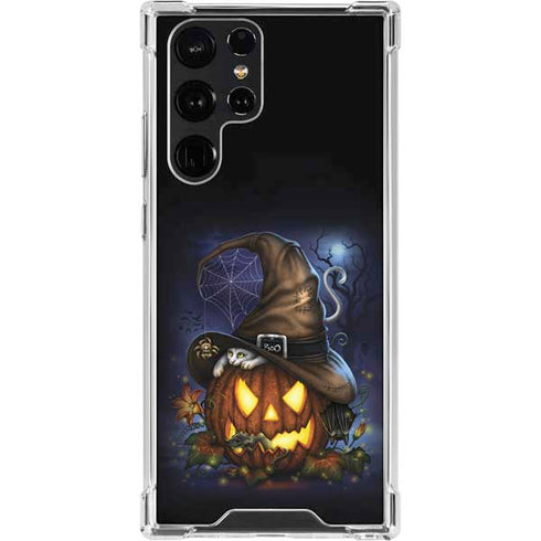 Halloween Cat and Jack O Lantern Pumpkin by Sarah Richter Galaxy S23 Ultra Clear Case