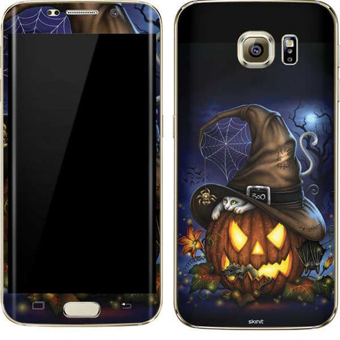 Halloween Cat and Jack O Lantern Pumpkin by Sarah Richter Galaxy S7 Edge Skin