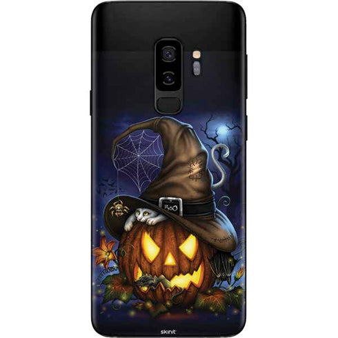 Halloween Cat and Jack O Lantern Pumpkin by Sarah Richter Galaxy S9 Plus Skin