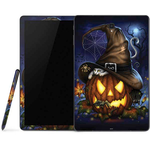 Halloween Cat and Jack O Lantern Pumpkin by Sarah Richter Samsung Galaxy Tab Skin