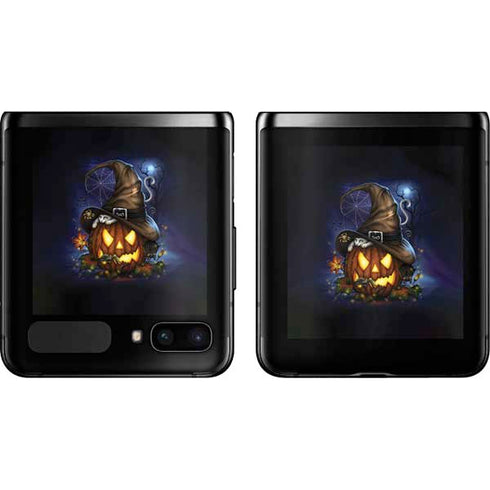 Halloween Cat and Jack O Lantern Pumpkin by Sarah Richter Galaxy Z Flip Skin