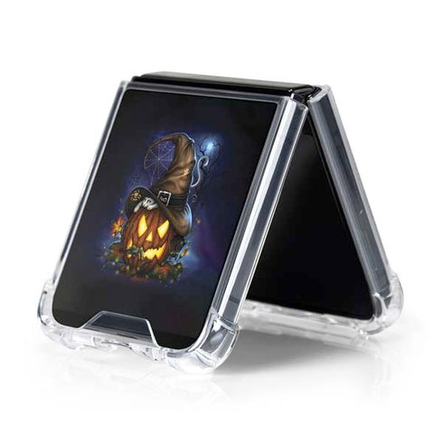 Halloween Cat and Jack O Lantern Pumpkin by Sarah Richter Galaxy Z Flip5 5G Clear Case