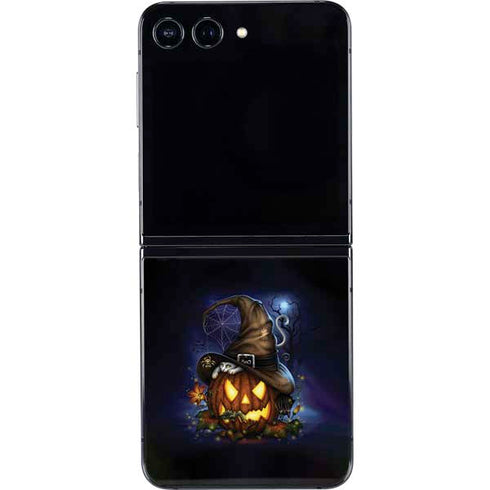 Halloween Cat and Jack O Lantern Pumpkin by Sarah Richter Galaxy Z Flip5 5G Skin
