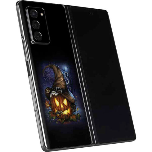Halloween Cat and Jack O Lantern Pumpkin by Sarah Richter Galaxy Z Fold2 5G Skin