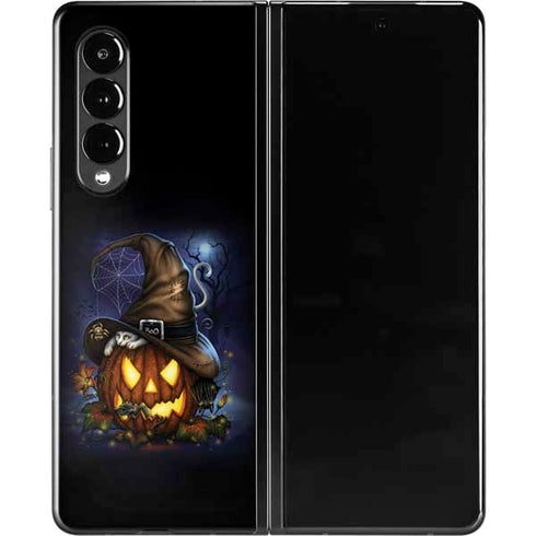 Halloween Cat and Jack O Lantern Pumpkin by Sarah Richter Galaxy Z Fold3 5G Skin