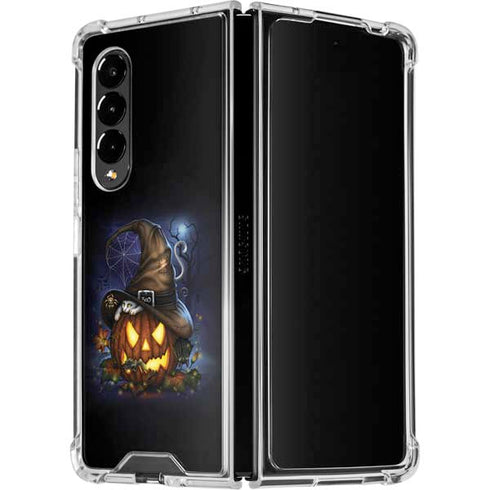 Halloween Cat and Jack O Lantern Pumpkin by Sarah Richter Galaxy Z Fold4 5G Clear Case