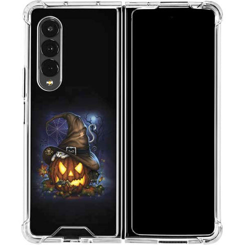 Halloween Cat and Jack O Lantern Pumpkin by Sarah Richter Galaxy Z Fold4 5G Clear Case