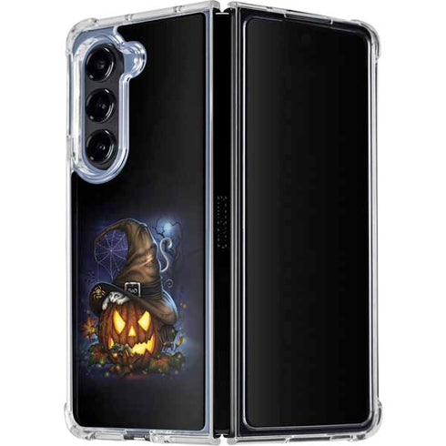 Halloween Cat and Jack O Lantern Pumpkin by Sarah Richter Galaxy Z Fold5 5G Clear Case