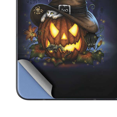 Halloween Cat and Jack O Lantern Pumpkin by Sarah Richter Galaxy Z Fold5 5G Skin