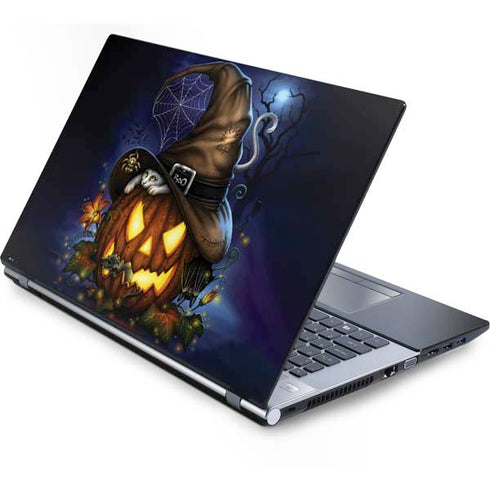 Halloween Cat and Jack O Lantern Pumpkin by Sarah Richter Generic Laptop Skin