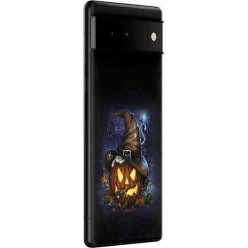 Halloween Cat and Jack O Lantern Pumpkin by Sarah Richter Google Pixel 6 Skin