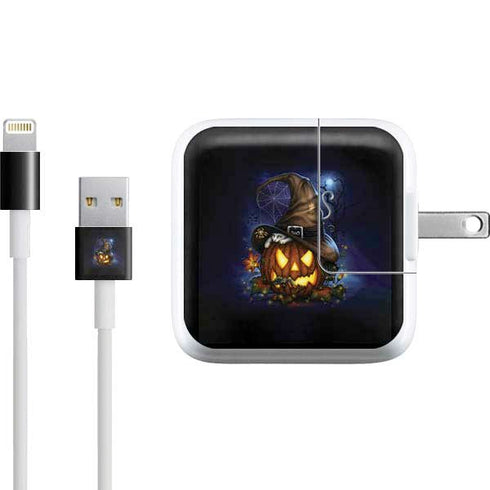 Halloween Cat and Jack O Lantern Pumpkin by Sarah Richter iPad Charger (10W USB) Skin