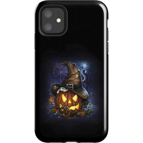 Halloween Cat and Jack O Lantern Pumpkin by Sarah Richter iPhone 11 Impact Case