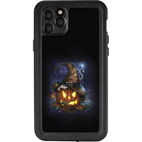 Halloween Cat and Jack O Lantern Pumpkin by Sarah Richter iPhone 11 Pro Max Waterproof Case