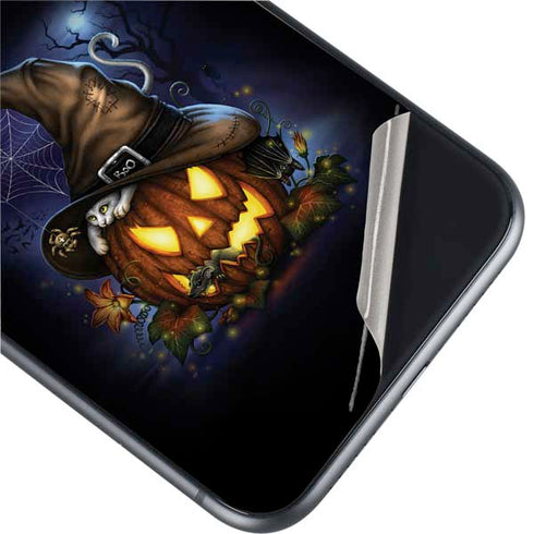 Halloween Cat and Jack O Lantern Pumpkin by Sarah Richter iPhone 11 Skin