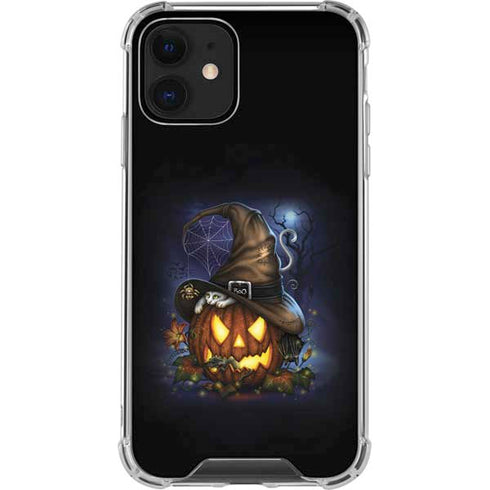 Halloween Cat and Jack O Lantern Pumpkin by Sarah Richter iPhone 12 Clear Case