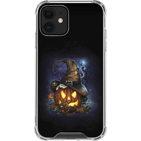 Halloween Cat and Jack O Lantern Pumpkin by Sarah Richter iPhone 12 Mini Clear Case