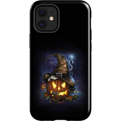 Halloween Cat and Jack O Lantern Pumpkin by Sarah Richter iPhone 12 Mini Impact Case
