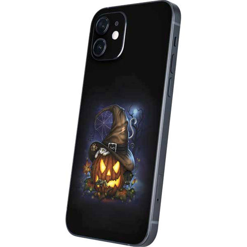 Halloween Cat and Jack O Lantern Pumpkin by Sarah Richter iPhone 12 Mini Skin