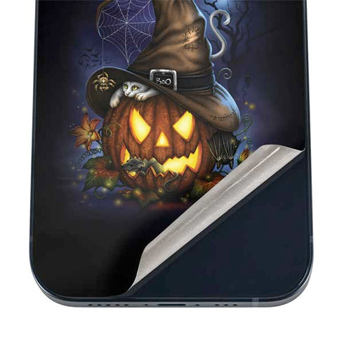 Halloween Cat and Jack O Lantern Pumpkin by Sarah Richter iPhone 12 Mini Skin