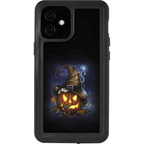 Halloween Cat and Jack O Lantern Pumpkin by Sarah Richter iPhone 12 Mini Waterproof Case