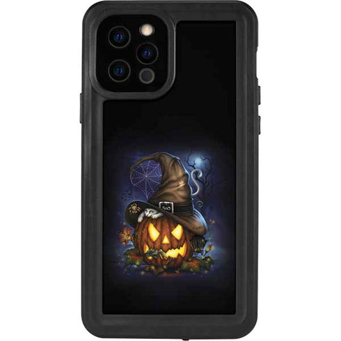 Halloween Cat and Jack O Lantern Pumpkin by Sarah Richter iPhone 12 Pro Waterproof Case