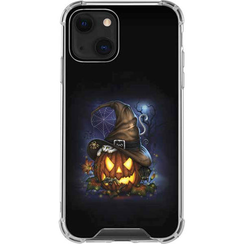Halloween Cat and Jack O Lantern Pumpkin by Sarah Richter iPhone 13 Clear Case