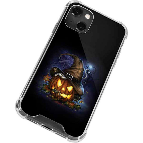 Halloween Cat and Jack O Lantern Pumpkin by Sarah Richter iPhone 13 Mini Clear Case
