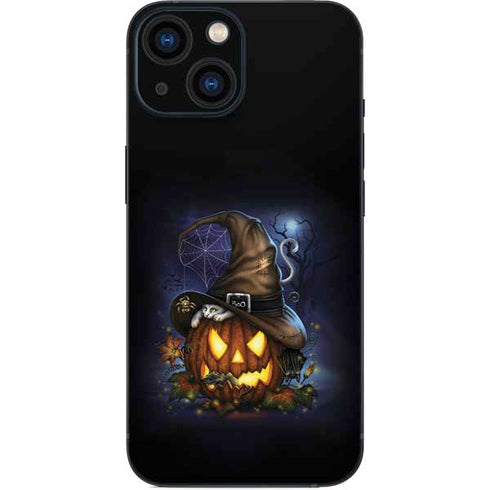Halloween Cat and Jack O Lantern Pumpkin by Sarah Richter iPhone 13 Mini Skin