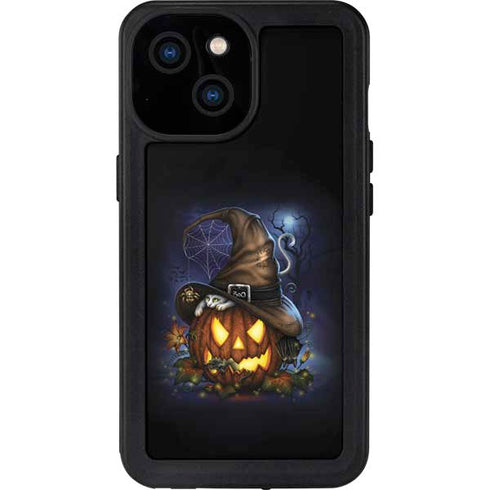 Halloween Cat and Jack O Lantern Pumpkin by Sarah Richter iPhone 13 Mini Waterproof Case