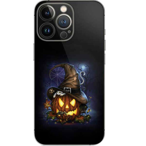 Halloween Cat and Jack O Lantern Pumpkin by Sarah Richter iPhone 13 Pro Skin