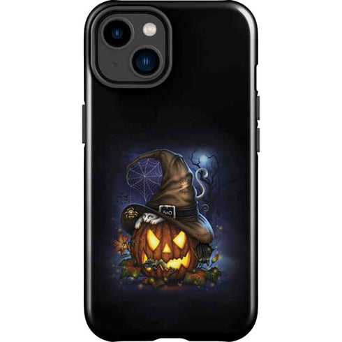 Halloween Cat and Jack O Lantern Pumpkin by Sarah Richter iPhone 14 Plus Impact Case