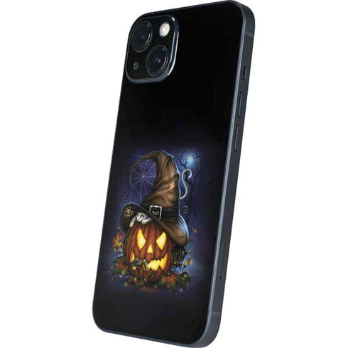 Halloween Cat and Jack O Lantern Pumpkin by Sarah Richter iPhone 15 Plus Skin