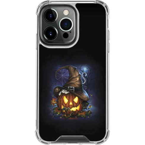 Halloween Cat and Jack O Lantern Pumpkin by Sarah Richter iPhone 14 Pro Clear Case