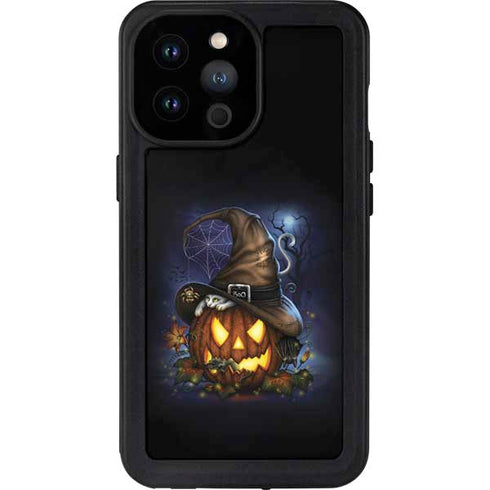 Halloween Cat and Jack O Lantern Pumpkin by Sarah Richter iPhone 14 Pro Max Waterproof Case