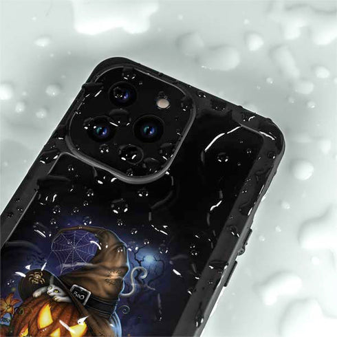 Halloween Cat and Jack O Lantern Pumpkin by Sarah Richter iPhone 14 Pro Max Waterproof Case