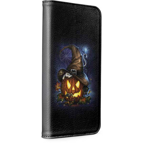 Halloween Cat and Jack O Lantern Pumpkin by Sarah Richter iPhone 15 Plus Folio Case