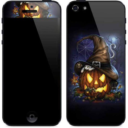 Halloween Cat and Jack O Lantern Pumpkin by Sarah Richter iPhone 5/5s/5SE Skin