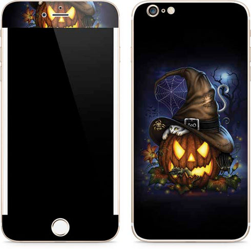 Halloween Cat and Jack O Lantern Pumpkin by Sarah Richter iPhone 6/6s Plus Skin