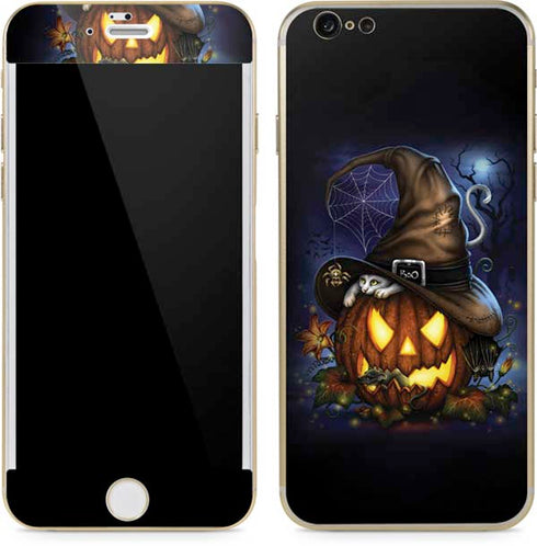 Halloween Cat and Jack O Lantern Pumpkin by Sarah Richter iPhone 6/6s Skin