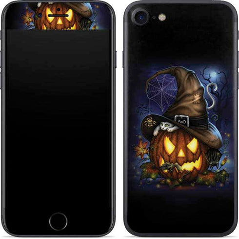 Halloween Cat and Jack O Lantern Pumpkin by Sarah Richter iPhone 8 Skin