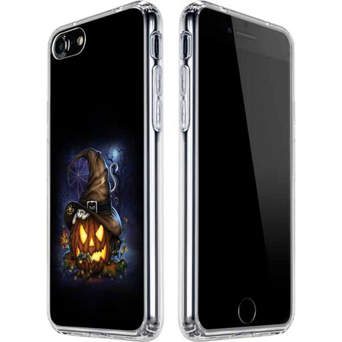 Halloween Cat and Jack O Lantern Pumpkin by Sarah Richter iPhone SE (2nd & 3rd Gen) Clear Case