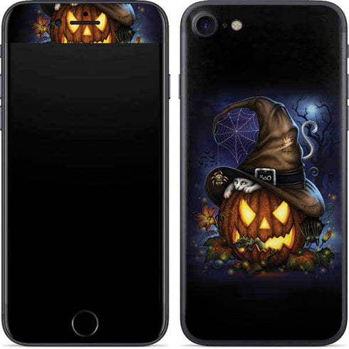 Halloween Cat and Jack O Lantern Pumpkin by Sarah Richter iPhone SE (2nd & 3rd Gen) Skin