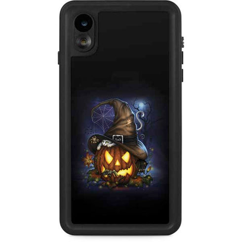 Halloween Cat and Jack O Lantern Pumpkin by Sarah Richter iPhone XR Waterproof Case